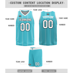 Custom White Blue Classic Style Reversible Basketball Uniform Personalized Ordinary BBJR-D017013