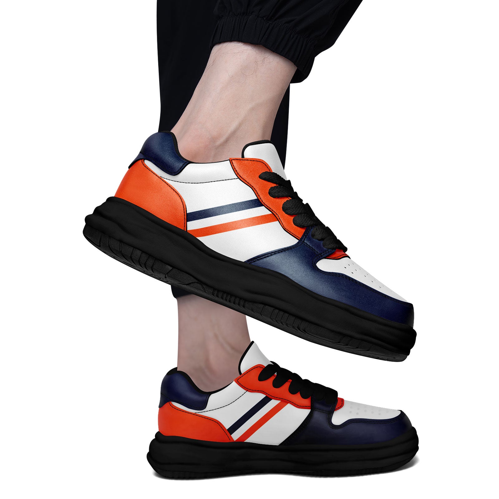 Custom Blue Orange Denver Shoes Personalized Sneaker FN032-D020389-10