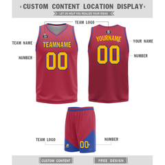 Custom Blue Red Classic Style Reversible Basketball Uniform Personalized COOLMAX BBJR-D017029