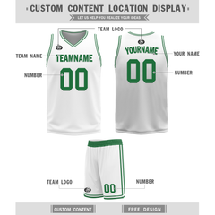 Custom Green White Classic Style Reversible Basketball Uniform Personalized Ordinary BBJR-D017001