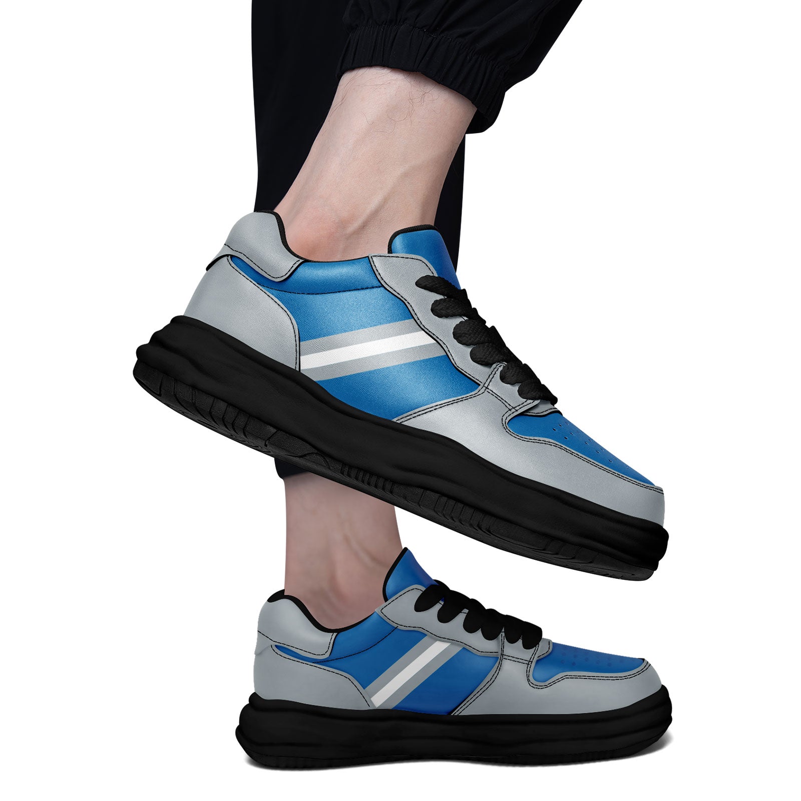 Custom Blue Gray Detroit Shoes Personalized Sneaker FN032-D020389-11