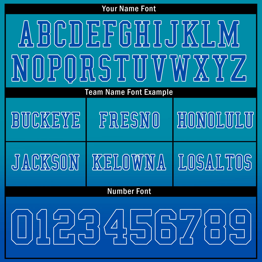 Custom Dark Teal Blue Fade Fashion Personalized Authentic Football Jersey FBJ02-D06101