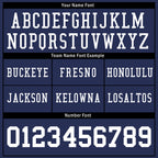 Custom Dark Blue White Striped Sleeves Personalized Authentic Football Jersey FBJ02-D06035