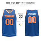 Custom White Blue Classic Style Reversible Basketball Uniform Personalized COOLMAX BBJR-D017016