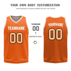 Custom White Orange Classic Style Reversible Basketball Uniform Personalized COOLMAX BBJR-D017052