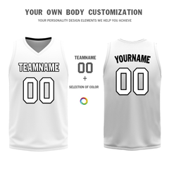 Custom Black White Classic Style Reversible Basketball Uniform Personalized COOLMAX BBJR-D017007