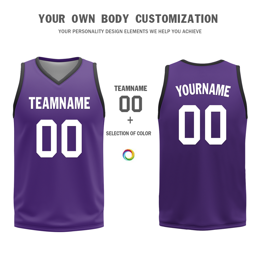 Custom Black Purple Classic Style Reversible Basketball Uniform Personalized Ordinary BBJR-D017035