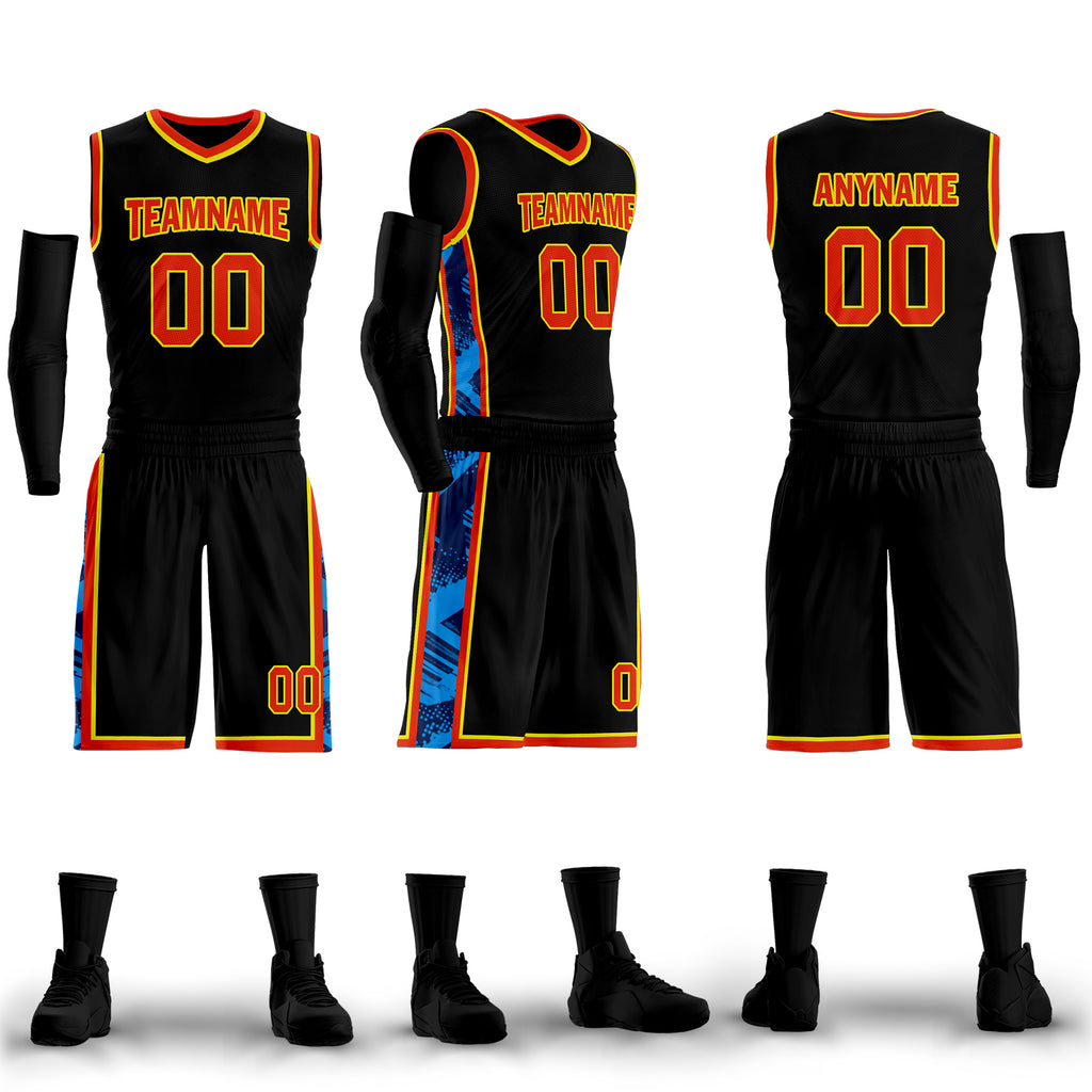 Custom Black Blue Orange City Edition Personalized Sports Uniform Authentic Basketball Jersey BBJ01-D06101-21