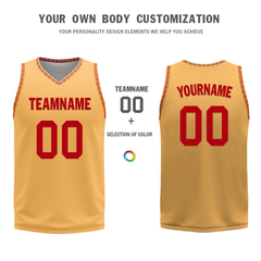 Custom Red Yellow Classic Style Reversible Basketball Uniform Personalized Ordinary BBJR-D017011