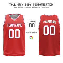 Custom White Red Classic Style Reversible Basketball Uniform Personalized COOLMAX BBJR-D017041