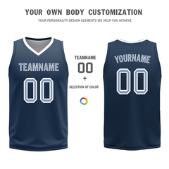 Custom White Blue Classic Style Reversible Basketball Uniform Personalized Ordinary BBJR-D017043