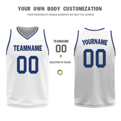 Custom Blue White Classic Style Reversible Basketball Uniform Personalized Ordinary BBJR-D017053