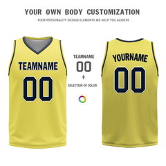 Custom Blue Yellow Classic Style Reversible Basketball Uniform Personalized COOLMAX BBJR-D017059