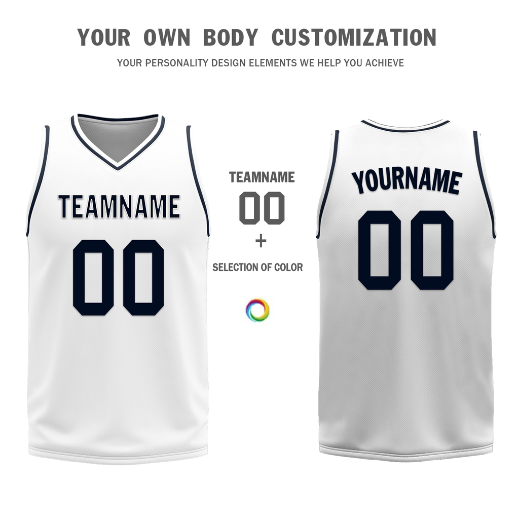 Custom Blue White Classic Style Reversible Basketball Uniform Personalized COOLMAX BBJR-D017056