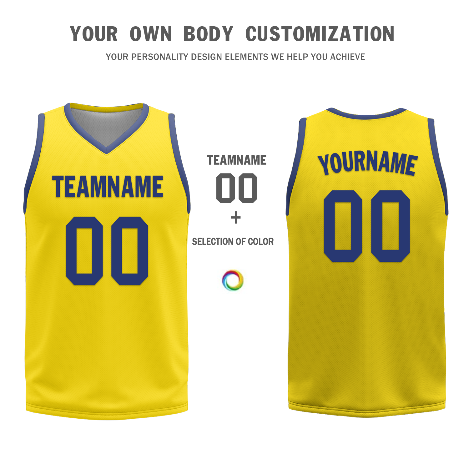 Custom Blue Yellow Classic Style Reversible Basketball Uniform Personalized COOLMAX BBJR-D017003