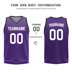 Custom Black Purple Classic Style Reversible Basketball Uniform Personalized COOLMAX BBJR-D017035