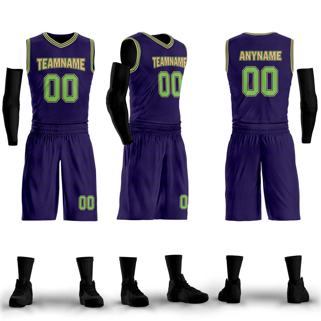 Custom Purple Green Gold City Edition Personalized Sports Uniform Authentic Basketball Jersey BBJ01-D06101-19
