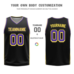 Custom Purple Black Classic Style Reversible Basketball Uniform Personalized Ordinary BBJR-D017033