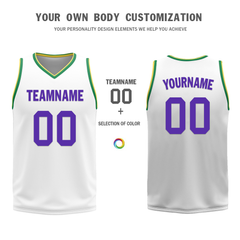 Custom Purple White Classic Style Reversible Basketball Uniform Personalized COOLMAX BBJR-D017047