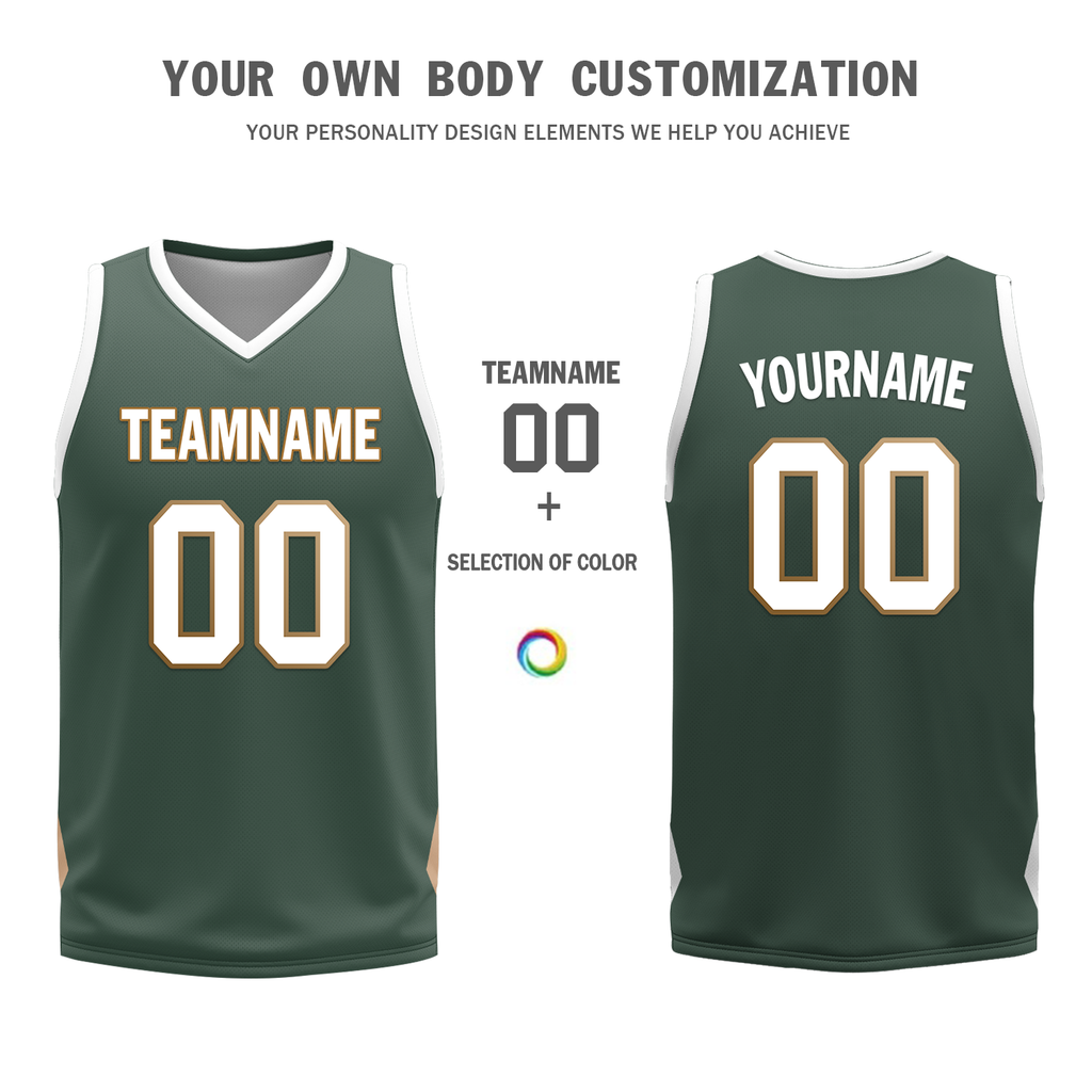 Custom White Green Classic Style Reversible Basketball Uniform Personalized Ordinary BBJR-D017002