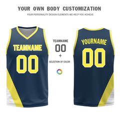 Custom Yellow Blue Classic Style Reversible Basketball Uniform Personalized Ordinary BBJR-D017060