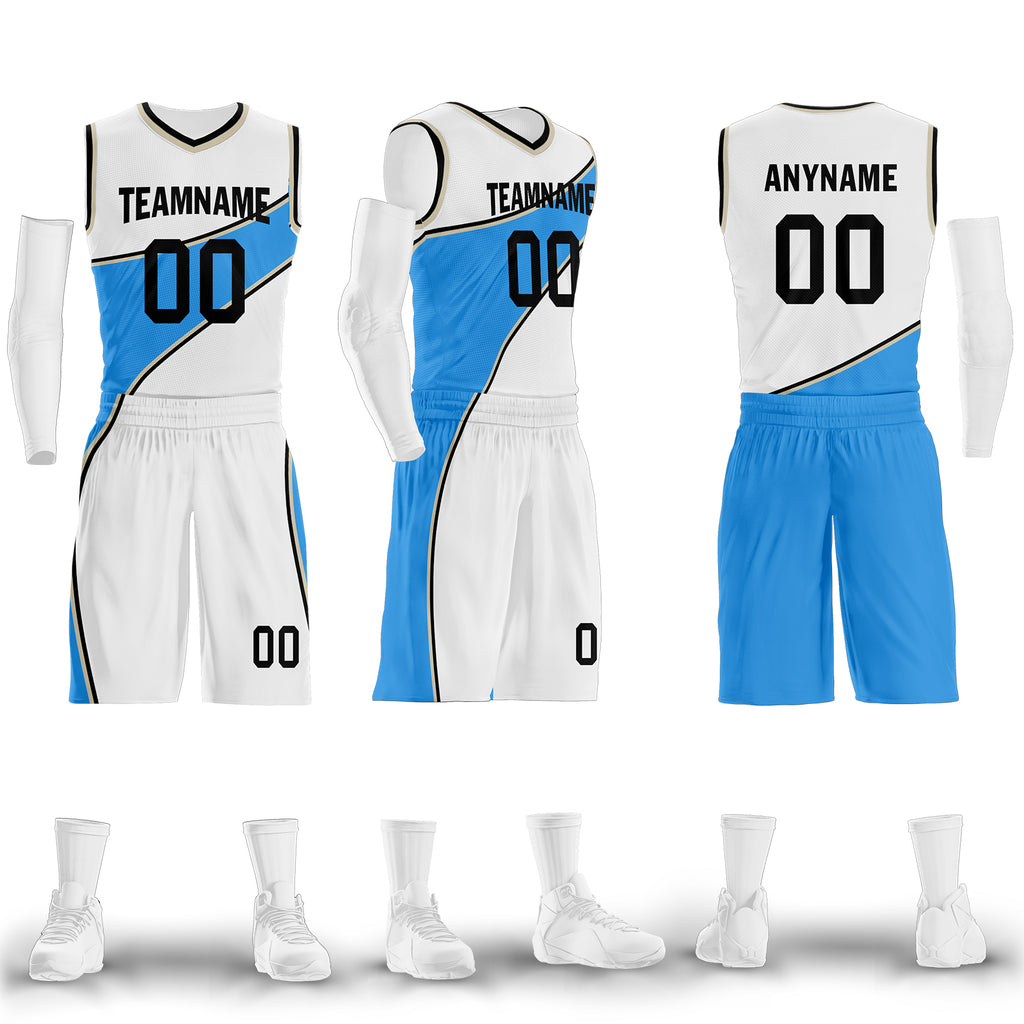 Custom White Blue City Edition Personalized Sports Uniform Authentic Basketball Jersey BBJ01-D06101-1