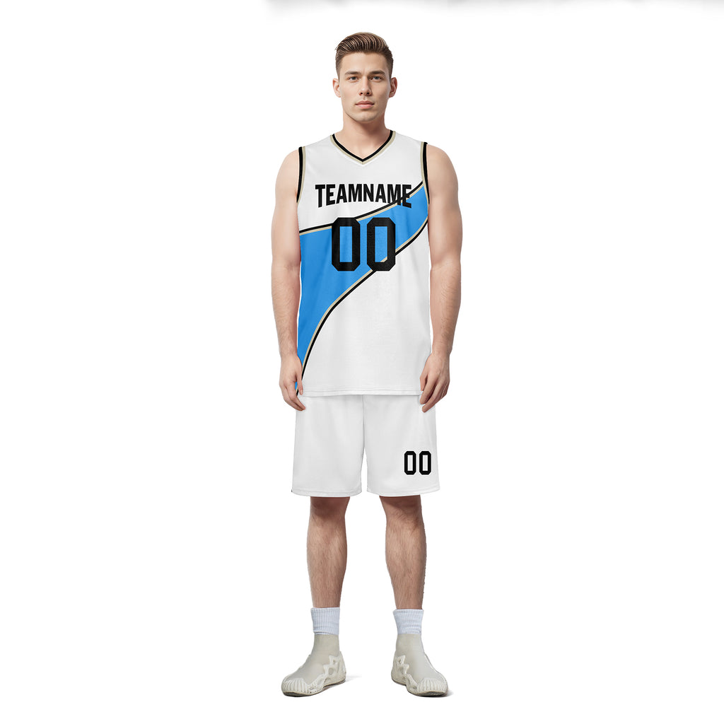 Custom White Blue City Edition Personalized Sports Uniform Authentic Basketball Jersey BBJ01-D06101-1