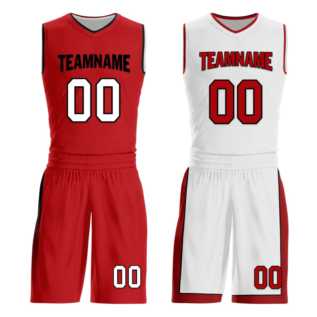Custom Red White Miami City Edition Personalized Reversible Basketball Set Sports Basketball Jersey BBJ01R-D0610-16