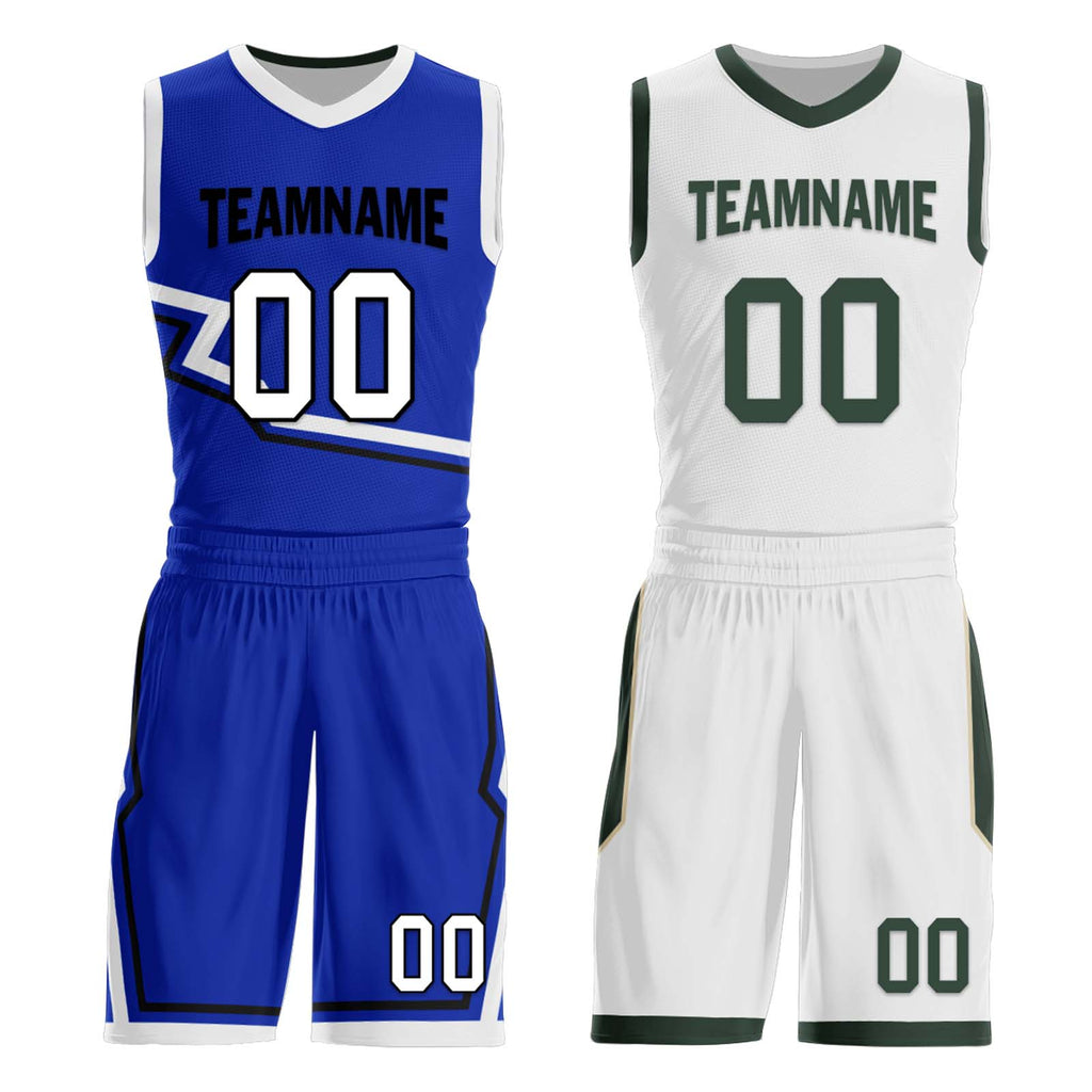 Custom Lake Blue White Milwaukee City Edition Personalized Reversible Basketball Set Sports Basketball Jersey BBJ01R-D0610-17