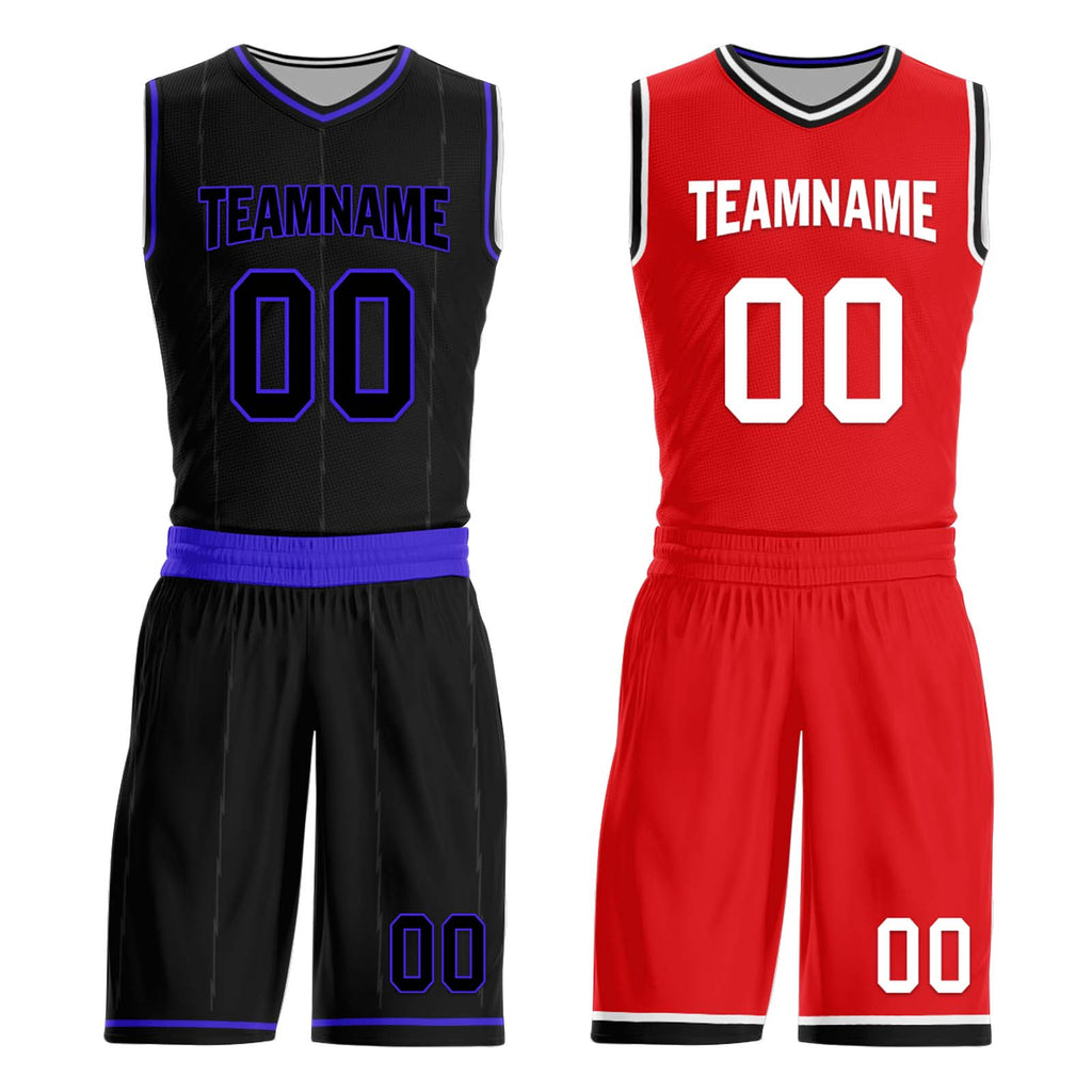 Custom Black Purple Red Toronto City Edition Personalized Reversible Basketball Set Sports Basketball Jersey BBJ01R-D0610-28