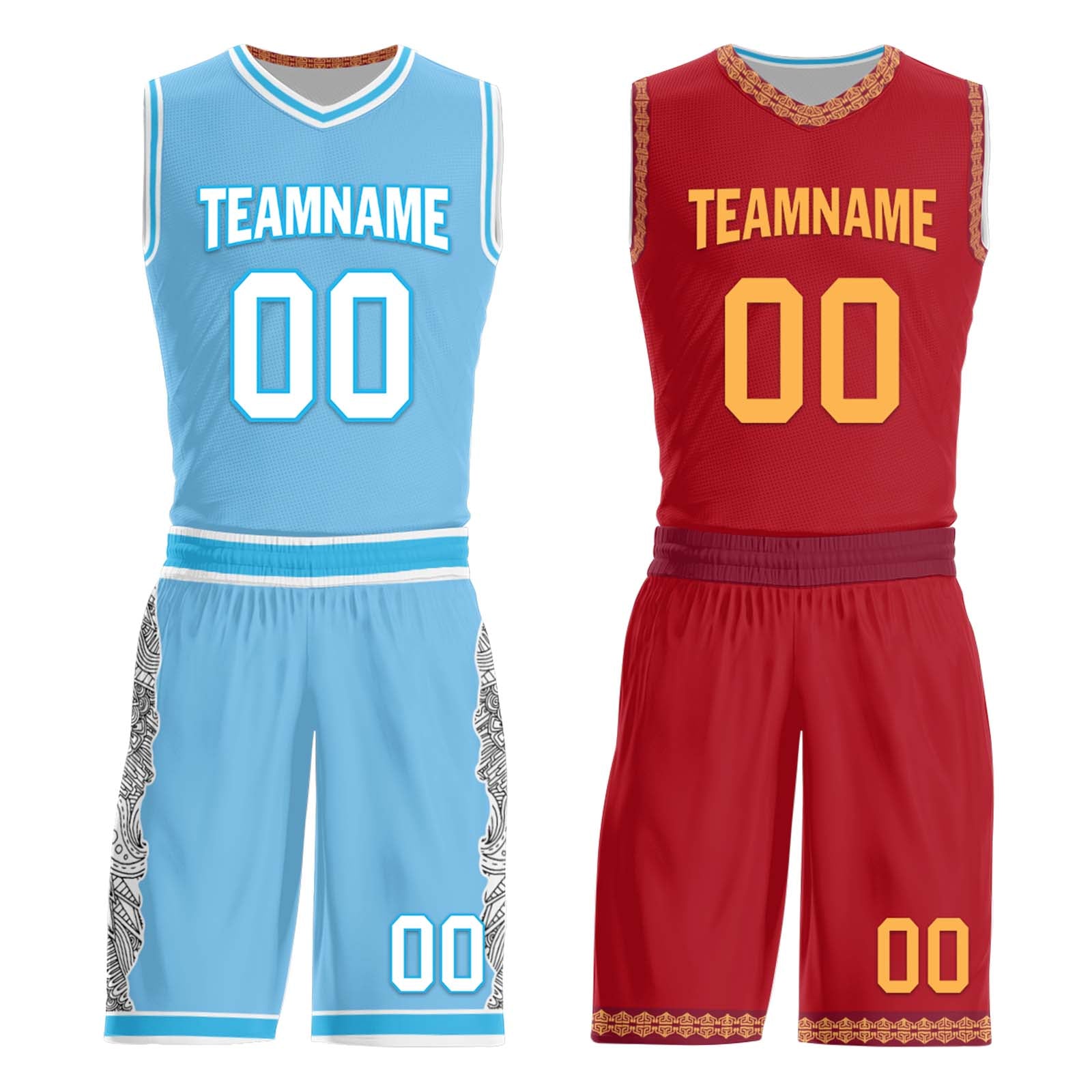 Custom Blue Red Cleveland City Edition Personalized Reversible Basketball Set Sports Basketball Jersey BBJ01R-D0610-6
