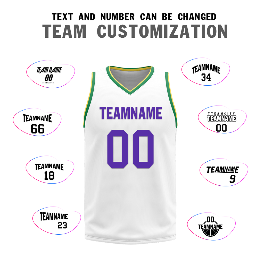 Custom Purple White Classic Style Reversible Basketball Uniform Personalized Ordinary BBJR-D017047