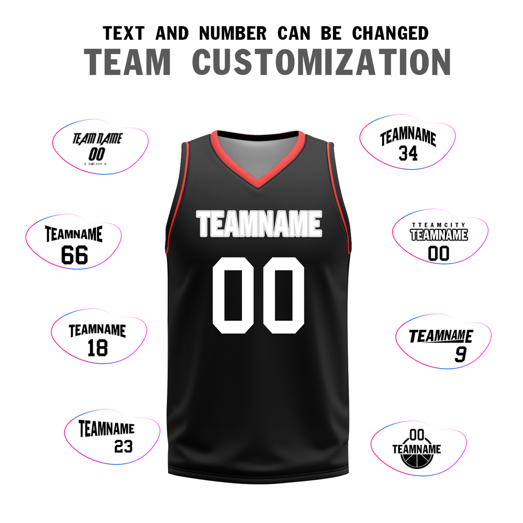 Custom Red Black Classic Style Reversible Basketball Uniform Personalized COOLMAX BBJR-D017042