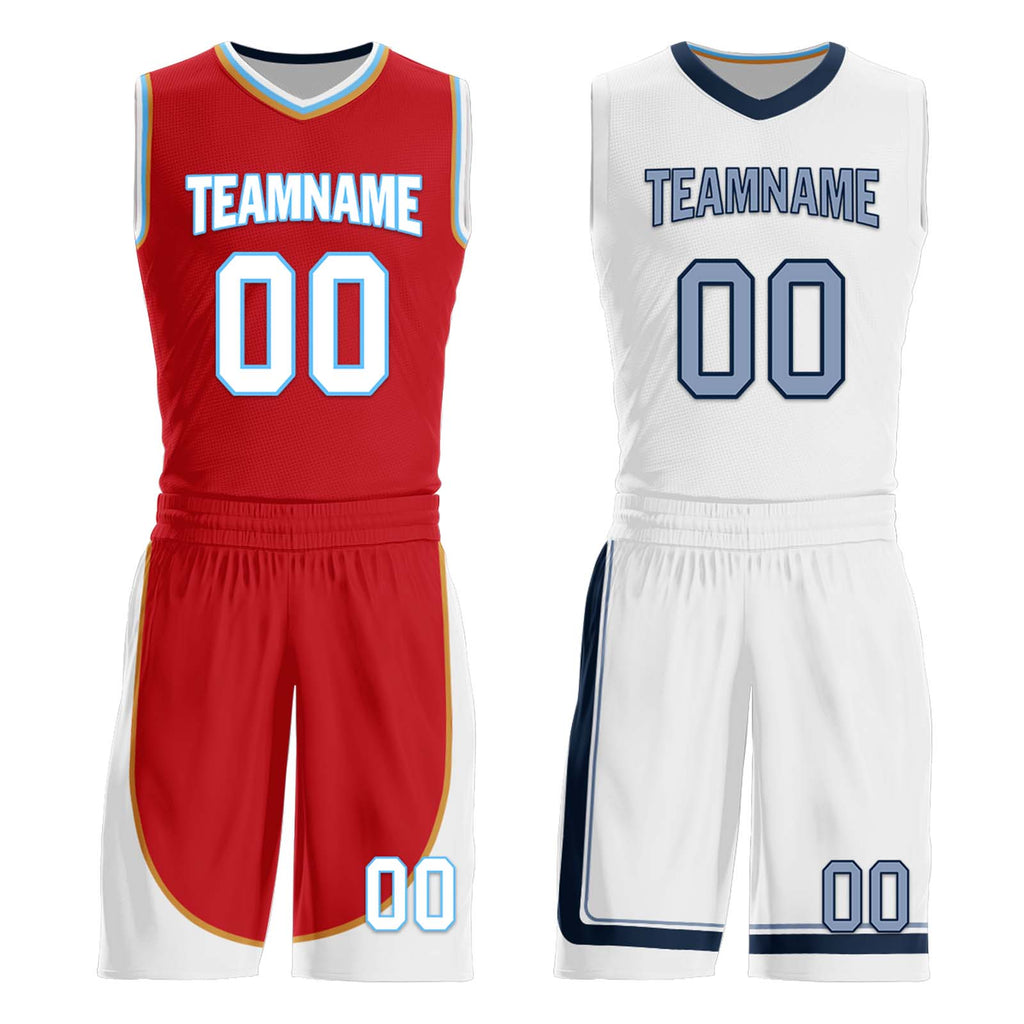 Custom Red White Memphis City Edition Personalized Reversible Basketball Set Sports Basketball Jersey BBJ01R-D0610-15