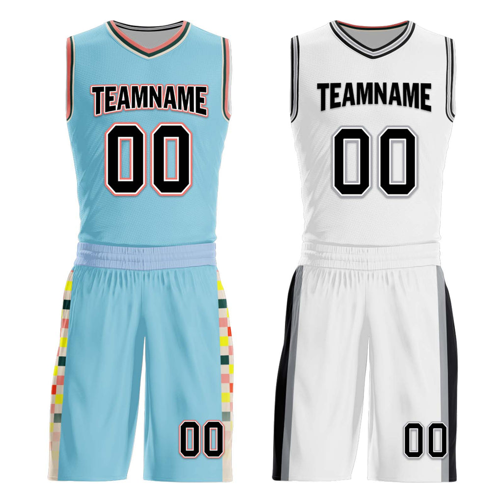 Custom Glacier Blue Brown Red San Antonio City Edition Personalized Reversible Basketball Set Sports Basketball Jersey BBJ01R-D0610-27