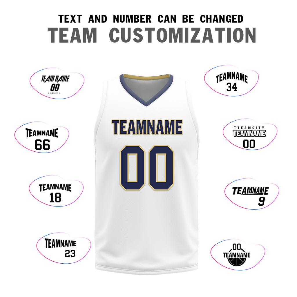 Custom Blue White Classic Style Reversible Basketball Uniform Personalized Ordinary BBJR-D017050