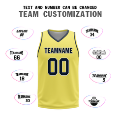 Custom Blue Yellow Classic Style Reversible Basketball Uniform Personalized COOLMAX BBJR-D017059