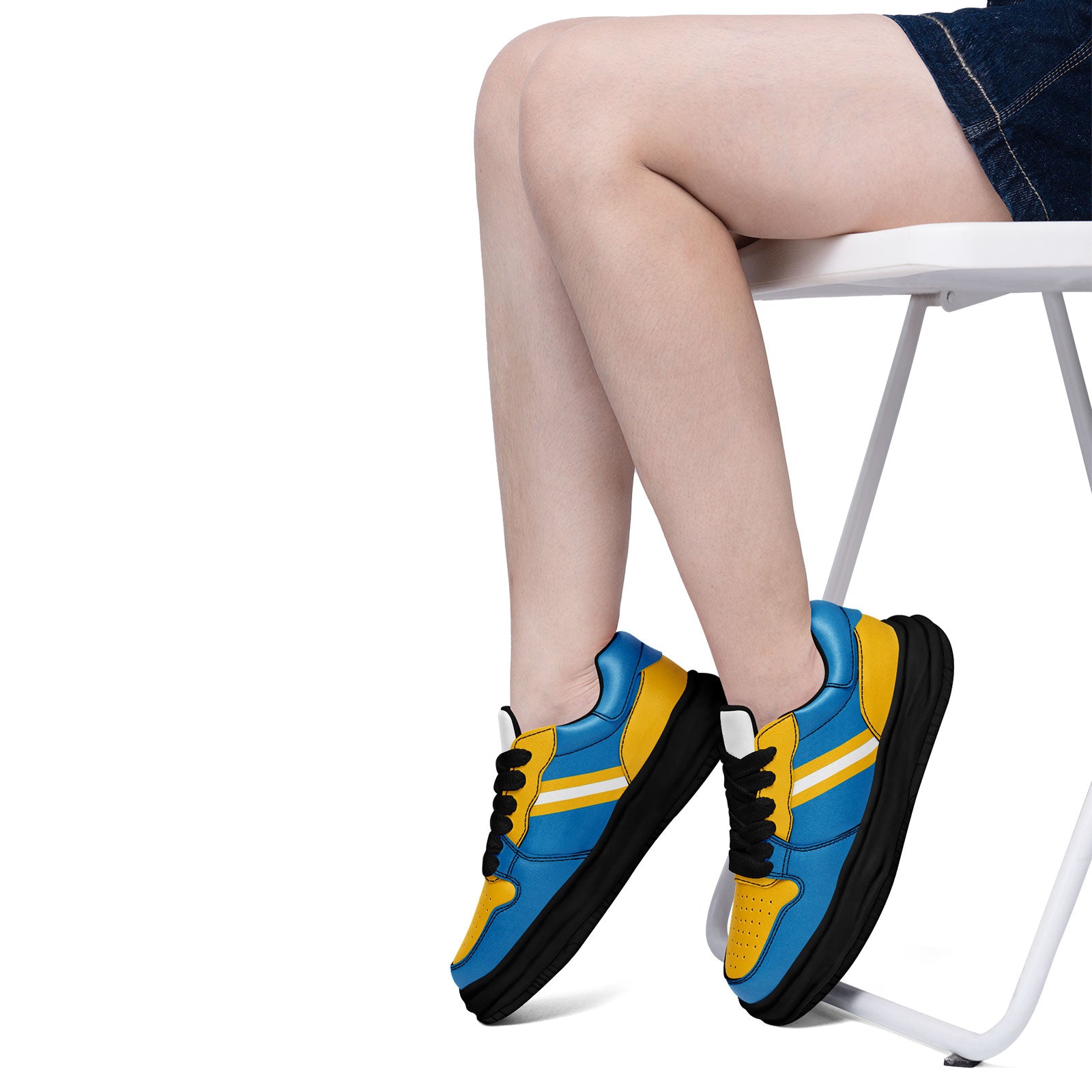 Custom Blue Yellow Los Angeles Shoes Personalized Sneaker FN032-D020389-22