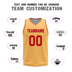 Custom Red Yellow Classic Style Reversible Basketball Uniform Personalized Ordinary BBJR-D017011