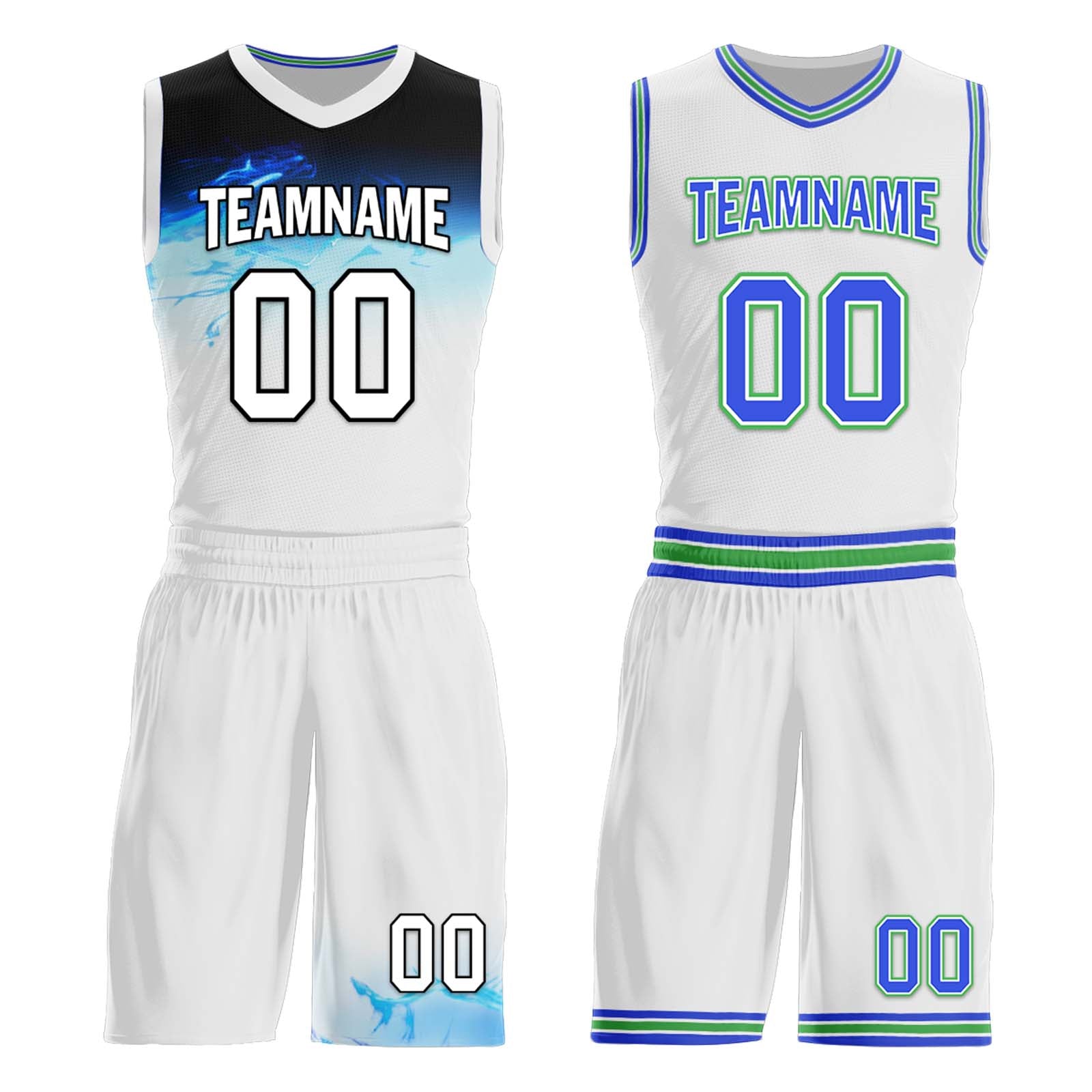 Custom Gradient Blue White Minnesota City Edition Personalized Reversible Basketball Set Sports Basketball Jersey BBJ01R-D0610-18