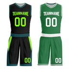 Custom Black Green Boston City Edition Personalized Reversible Basketball Set Sports Basketball Jersey BBJ01R-D0610-2