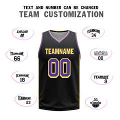 Custom Purple Black Classic Style Reversible Basketball Uniform Personalized COOLMAX BBJR-D017033