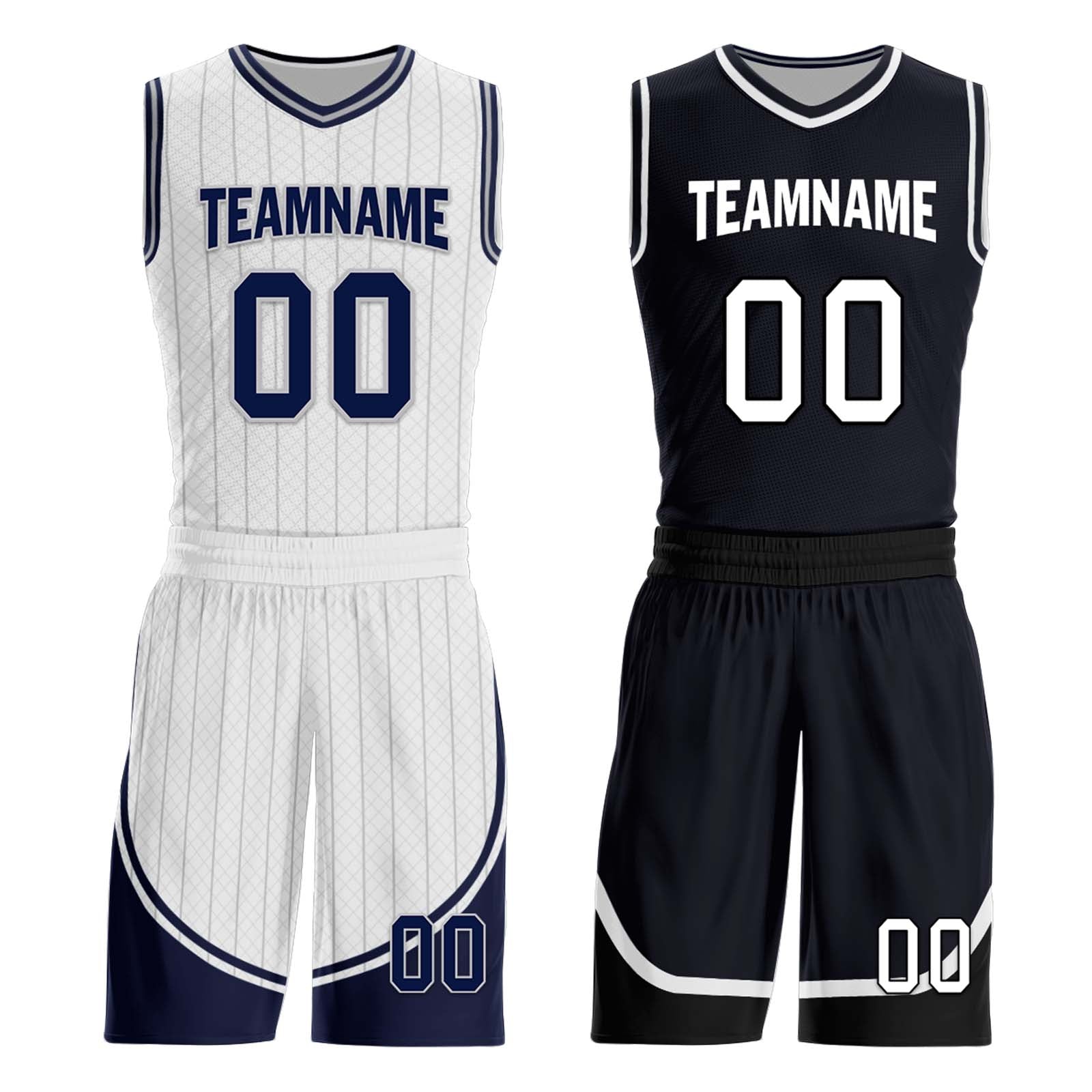 Custom White Dark Blue Black Orlando City Edition Personalized Reversible Basketball Set Sports Basketball Jersey BBJ01R-D0610-22