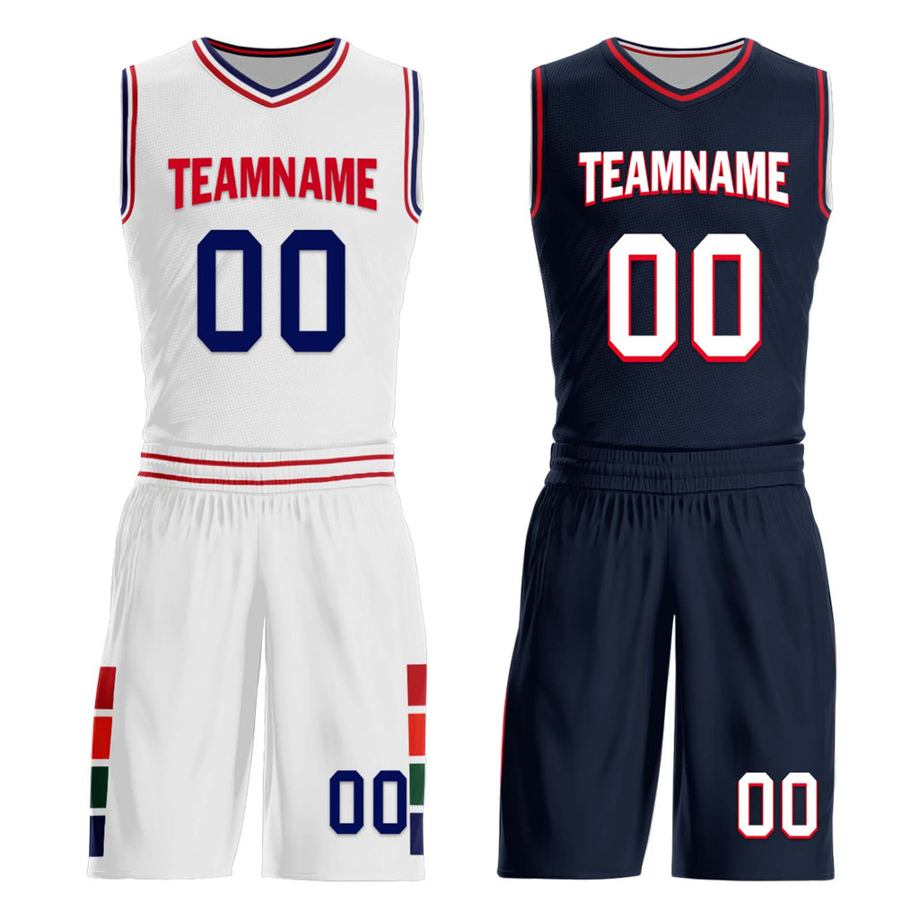 Custom White Red Black Philadelphia City Edition Personalized Reversible Basketball Set Sports Basketball Jersey BBJ01R-D0610-23