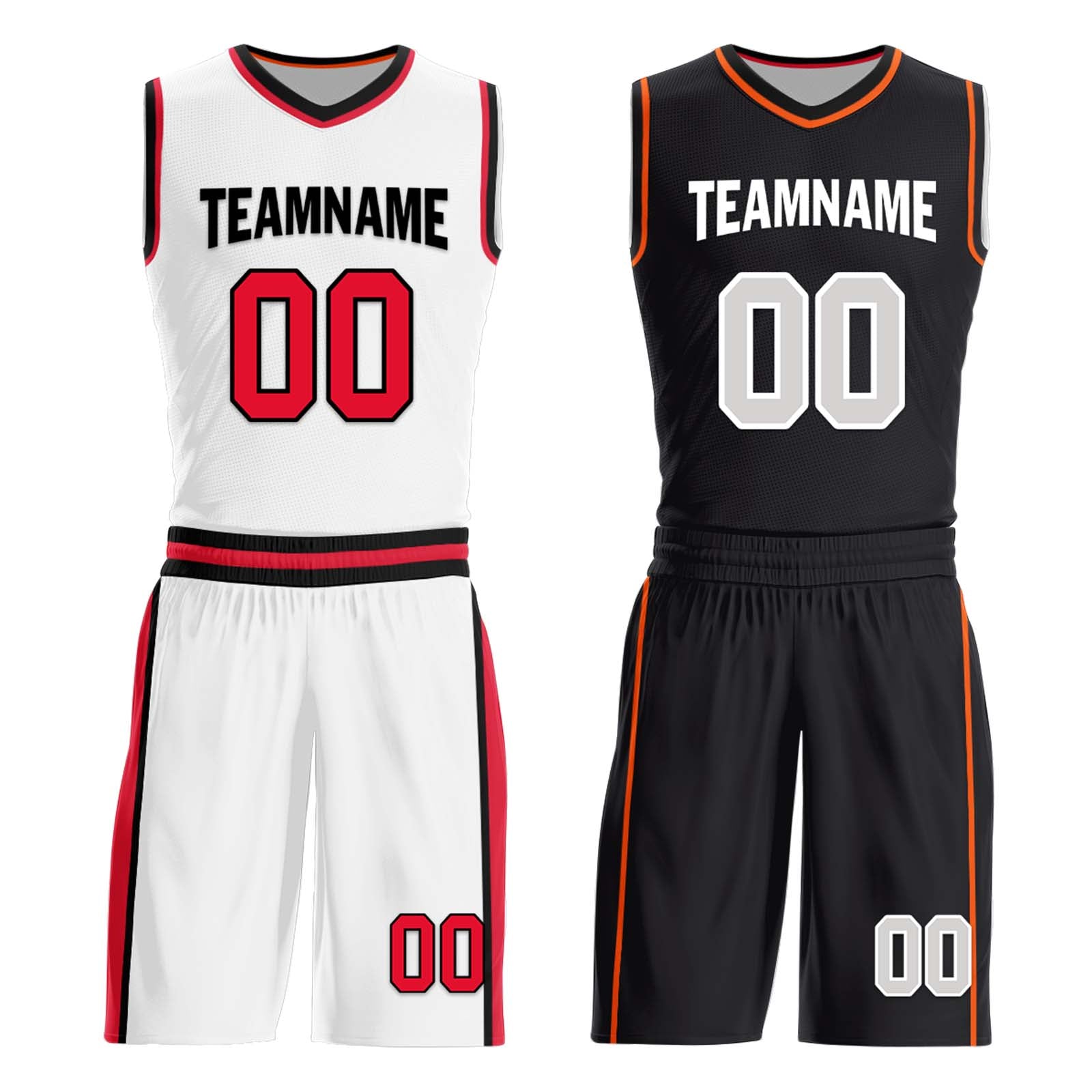 Custom White Red Black Detroit City Edition Personalized Reversible Basketball Set Sports Basketball Jersey BBJ01R-D0610-9