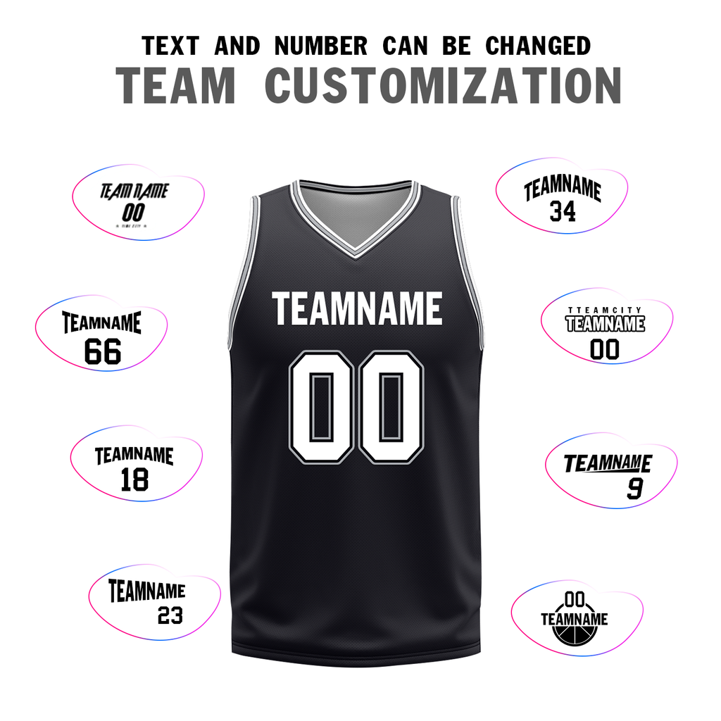 Custom White Black Classic Style Reversible Basketball Uniform Personalized Ordinary BBJR-D017051
