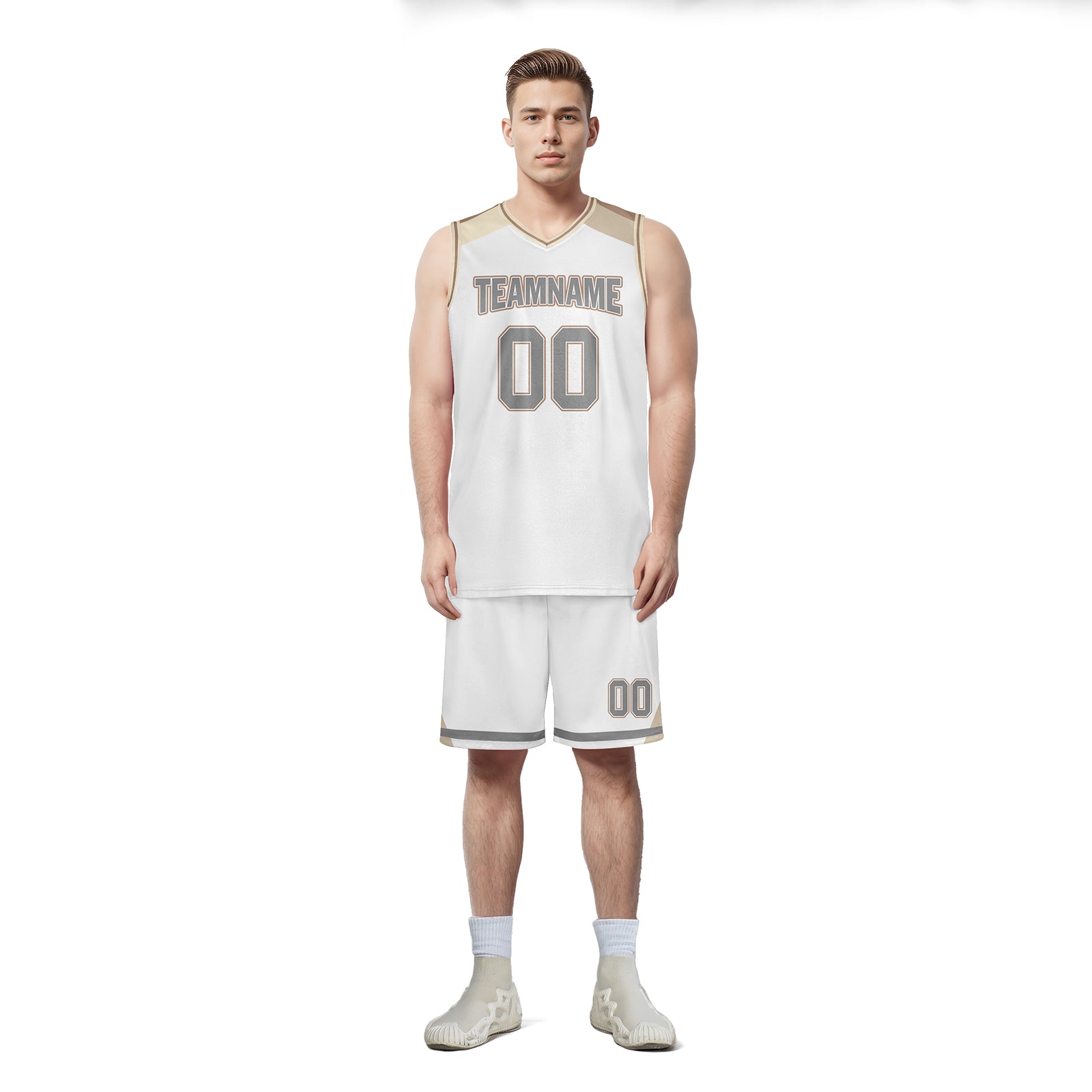 Custom White Gold City Edition Personalized Sports Uniform Authentic Basketball Jersey BBJ01-D06101-5