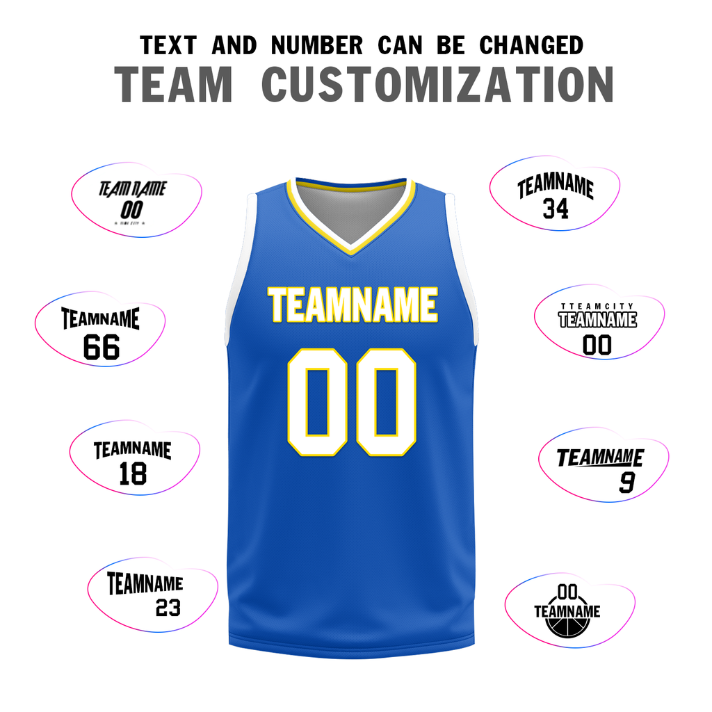 Custom White Blue Classic Style Reversible Basketball Uniform Personalized Ordinary BBJR-D017004