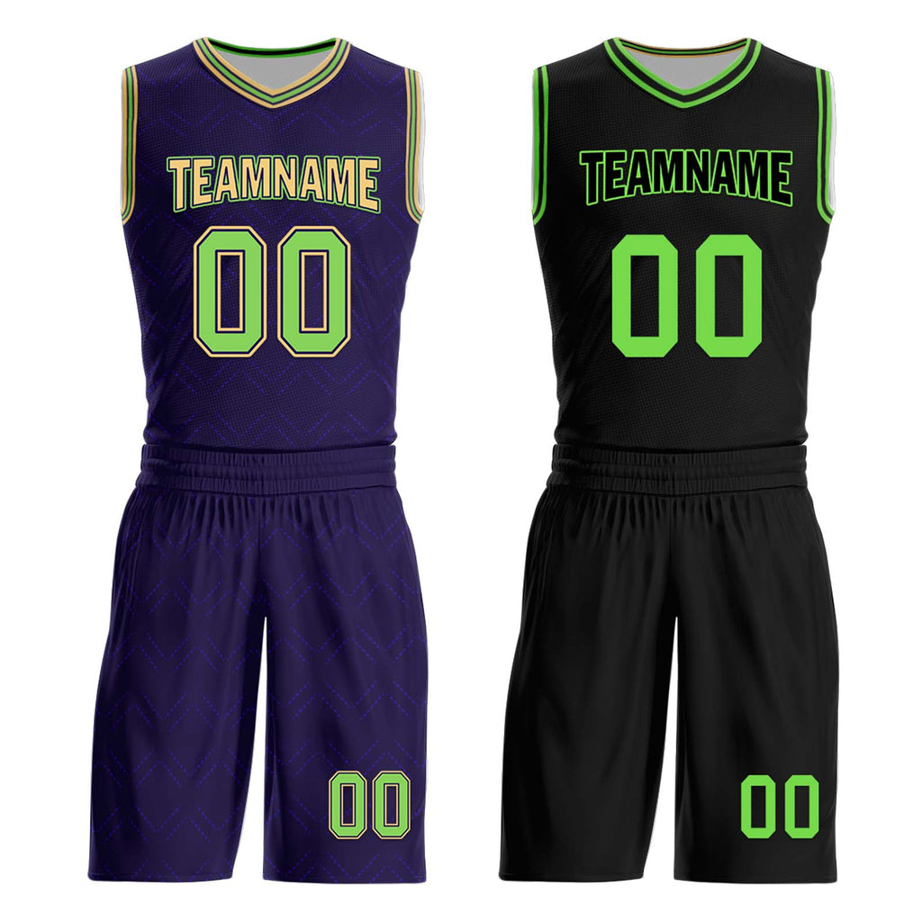 Custom Purple Green Gold New Orleans City Edition Personalized Reversible Basketball Set Sports Basketball Jersey BBJ01R-D0610-19