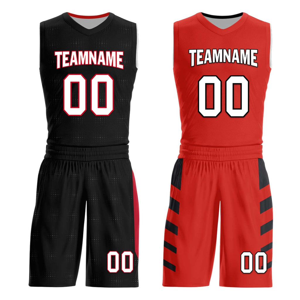 Custom Black Red Plaid Portland City Edition Personalized Reversible Basketball Set Sports Basketball Jersey BBJ01R-D0610-25